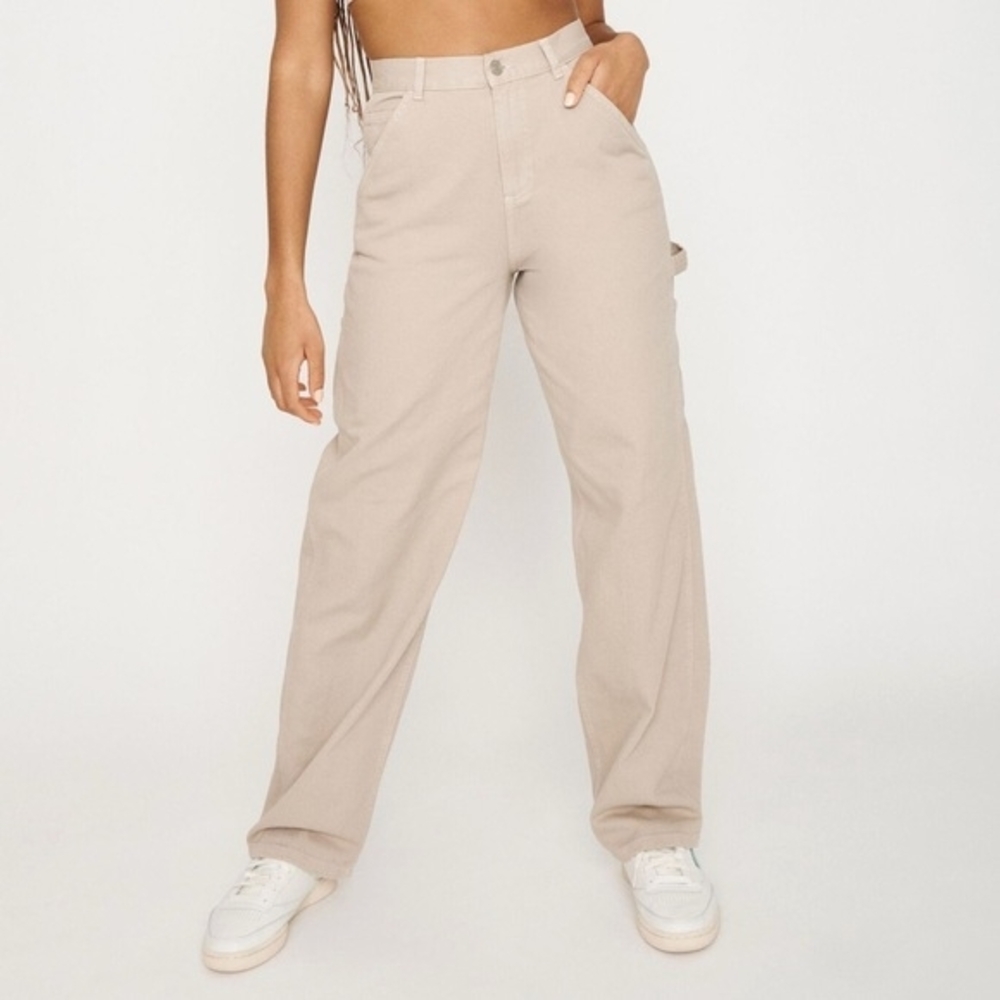 Wide Leg Women’s Jeans in Light Beige